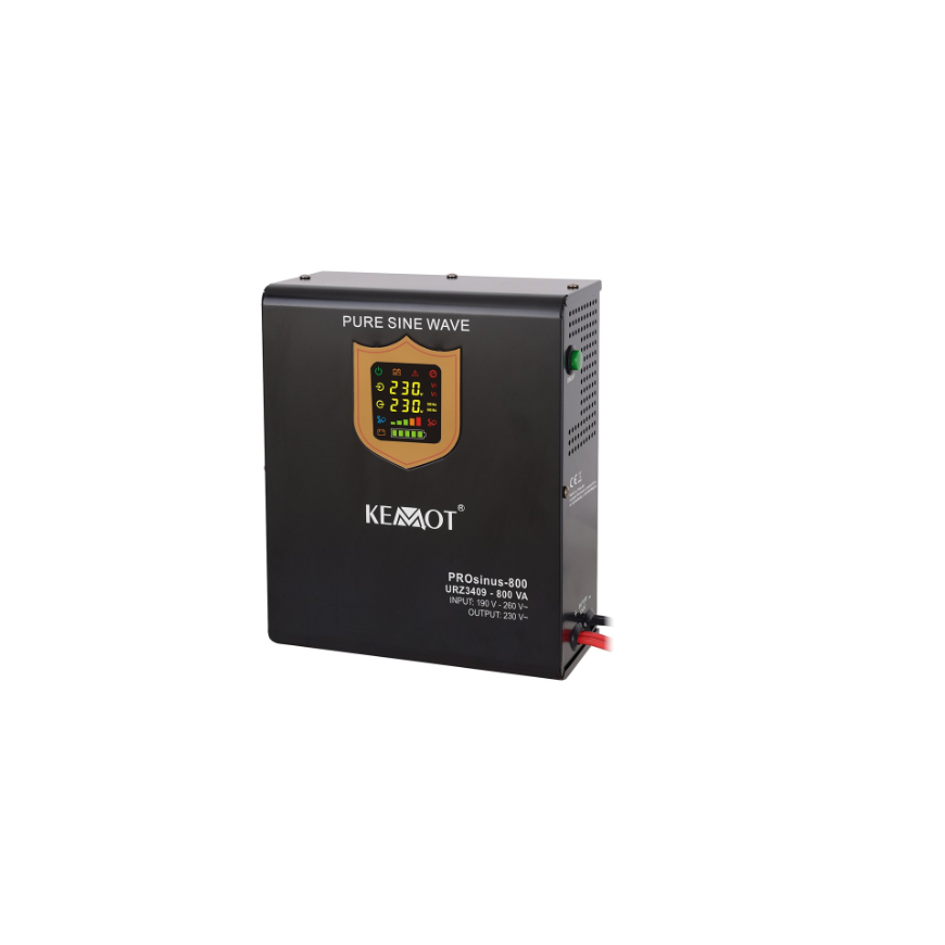 Wall-mounted emergency power supply KEMOT PROsinus-800 converter with pure sine wave and charging function 12V 230V 800VA/500W
