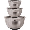 Bowl set Zyle ZY193MMB, stainless steel, with lids, 3 pcs. Bowl set Zyle ZY193MMB, stainless steel, with lids, 3 pcs.