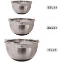 Bowl set Zyle ZY193MMB, stainless steel, with lids, 3 pcs. Bowl set Zyle ZY193MMB, stainless steel, with lids, 3 pcs.