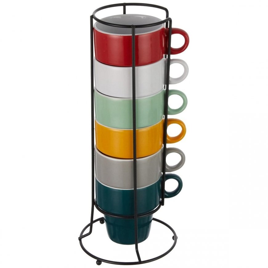 Dekoracja Domu set of 6 colored cappuccino cups + metal stand – 2
