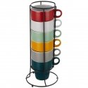 Dekoracja Domu set of 6 colored cappuccino cups + metal stand Dekoracja Domu set of 6 colored cappuccino cups + metal stand