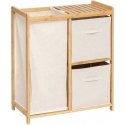 Bamboo Tidy Box -hylly, jossa 1 pyykkikori ja 2 beigeä bambukoria. Bamboo Tidy Box -hylly, jossa 1 pyykkikori ja 2 beigeä bambukoria.