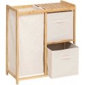 Bamboo „Tidy Box“ lentyna su 1 skalbinių krepšeliu ir 2 smėlio spalvos bambuko krepšeliais. Bamboo „Tidy Box“ lentyna su 1 skalbinių krepšeliu ir 2 smėlio spalvos bambuko krepšeliais.
