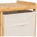 Bamboo Tidy Box -hylly, jossa 1 pyykkikori ja 2 beigeä bambukoria. Bamboo Tidy Box -hylly, jossa 1 pyykkikori ja 2 beigeä bambukoria.