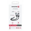 Swissten Textile Lightning Audio Charging Adapter 2x Lightning 0.12m Swissten Textile Lightning Audio Charging Adapter 2x Lightning 0.12m