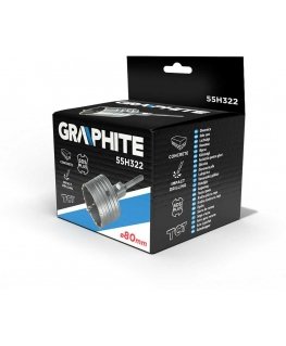Graphite 80 mm Widia Hole Saw with SDS+ Adapter and Pilot Drill