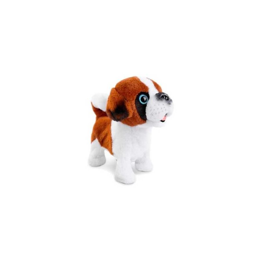 Close Interactive mascot dog walks on a leash