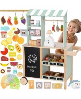 WOOPIE Green Shop Suuri monitoiminen puinen ruokakauppa 73 EL.