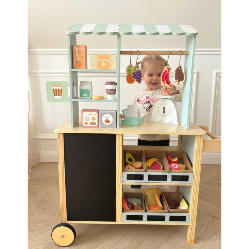 WOOPIE Green Shop Large Multifunctional Wooden Grocery Store 73 EL. – 2