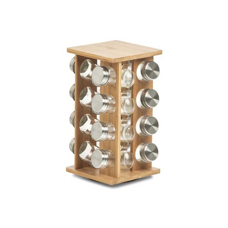 Pyörivä pyörivä maustehylly + 16 purkkia, 30 cm, bambu, ZELLER – 2