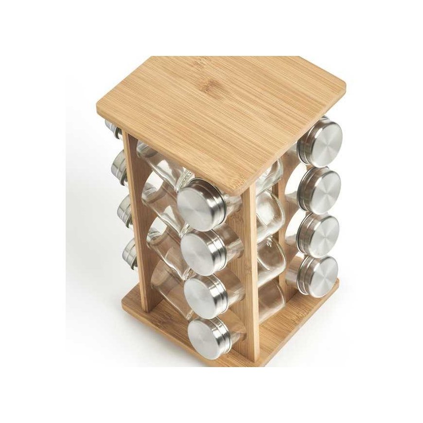 Rotary Rotating spice rack + 16 jars, 30 cm, bamboo, ZELLER – 3