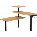 Bamboo 3-tier corner shelf made of bamboo and black stainless steel