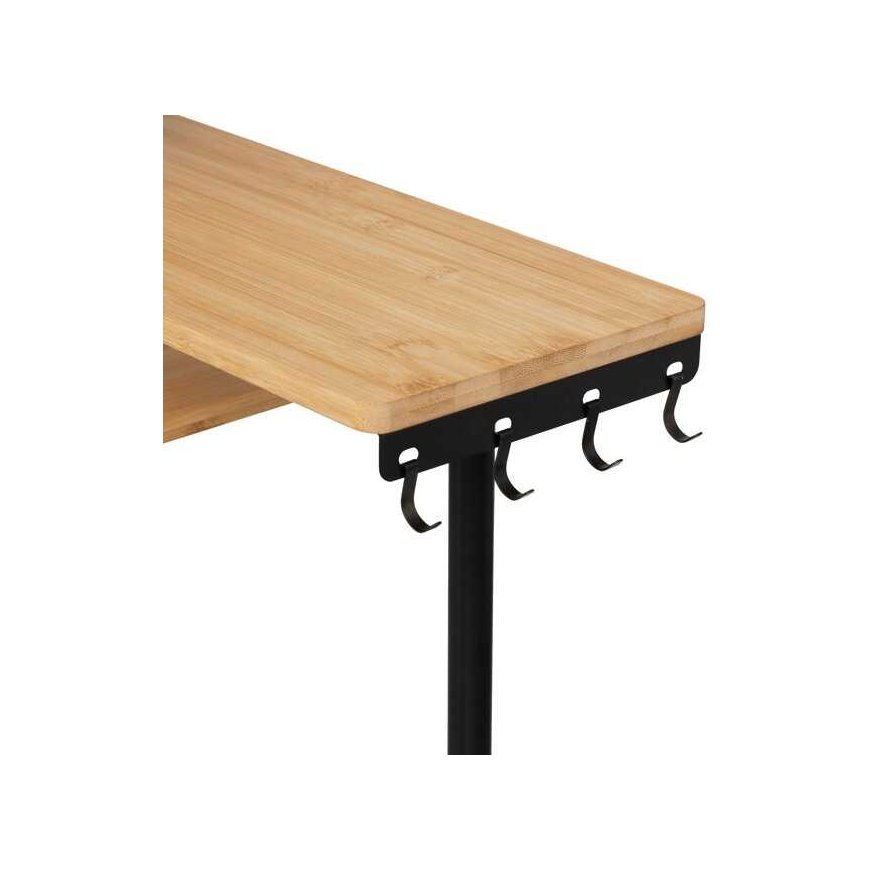 Bamboo 3-tier corner shelf made of bamboo and black stainless steel – 3