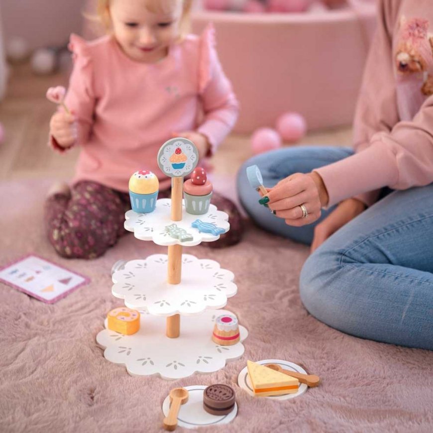 Tooky Toys TOOKY TOY Karkkilautaset Puiset jalustat Cupcakes Kakut – 2