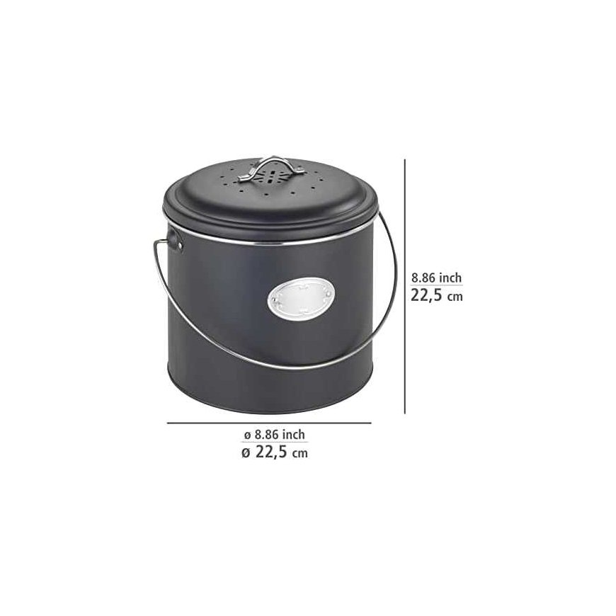 Compost basket, 3 replaceable odor neutralizing filters, 6 l, Nero, WENKO – 4