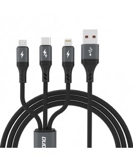 Dudao L3E 3 in 1 60W MicroUSB USB-C Lightning Cable 1.2m - Black
