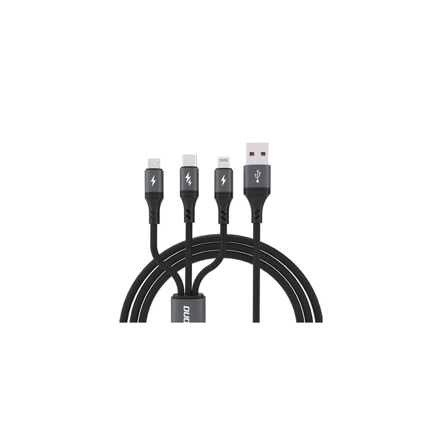Dudao L3E 3 in 1 60W MicroUSB USB-C Lightning Cable 1.2m - Black – 2