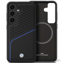 Dėklas BMW Leather Textured and Smooth MagSafe do Samsung Galaxy S25 juoda