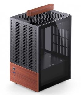 Jonsbo T6 PC Gehäuse, Mini-Tower, Mini-ITX, Tempered Glass, Holz - juodas