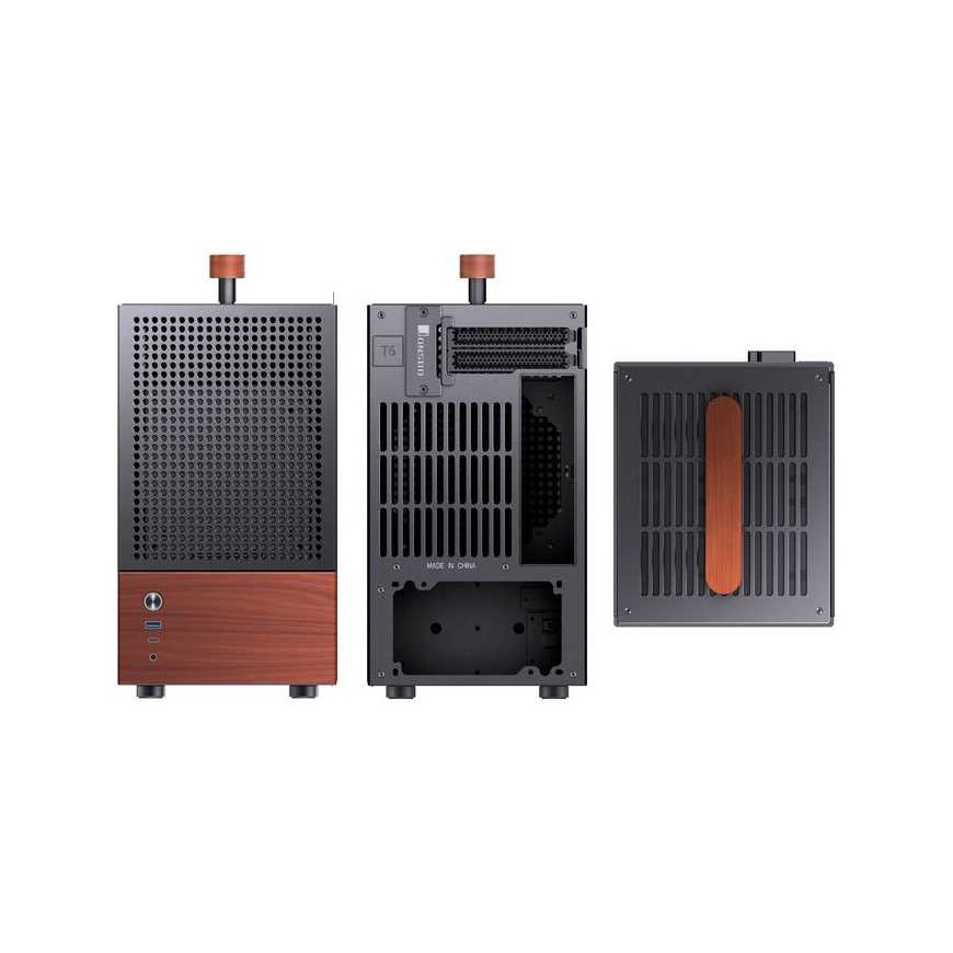 Jonsbo T6 PC Gehäuse, Mini-Tower, Mini-ITX, Tempered Glass, Holz - black – 4