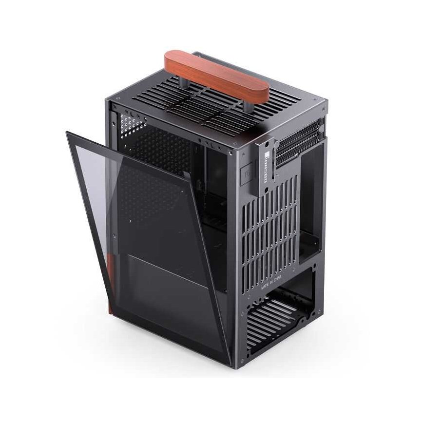 Jonsbo T6 PC Gehäuse, Mini-Tower, Mini-ITX, Tempered Glass, Holz - juodas – 5