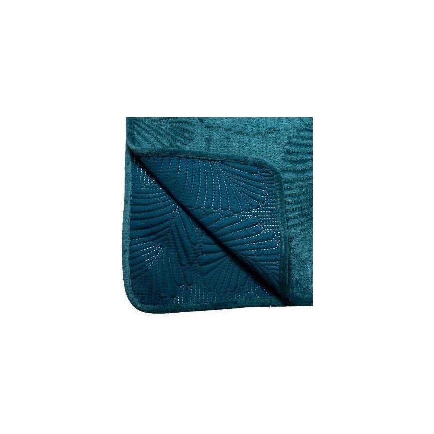 Dekoracja Domu Home decoration Leaf blue velvet bedspread 240x260 cm – 3