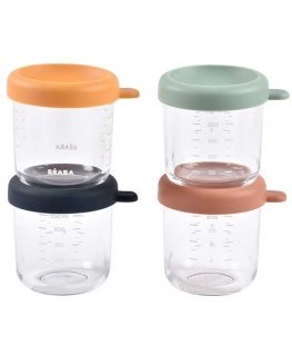 BEABA 4 VNT. STIKLINIŲ INDELIŲ RINKINYS (4 VNT. PO 250 ML), SUNRISE