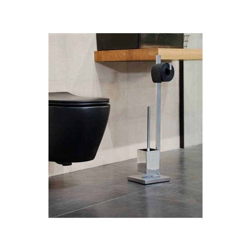 Tualeto popieriaus stovas ir šepetys QUADRO tualetui - 2 in 1, WENKO – 2