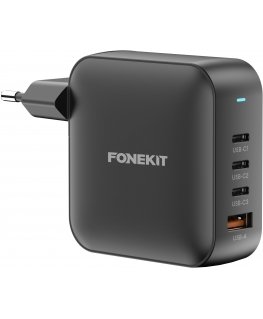 FoneKit GaN PD 165W -verkkovirtalaturi, USB-A + 3 x USB-C, musta