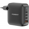 FoneKit GaN PD 165W kintamosios srovės adapteris, USB-A + 3 x USB-C, juodas FoneKit GaN PD 165W kintamosios srovės adapteris, USB-A + 3 x USB-C, juodas