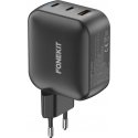 FoneKit GaN PD 100W -verkkovirtalaturi, USB-C + USB-C + USB-A, musta FoneKit GaN PD 100W -verkkovirtalaturi, USB-C + USB-C + USB-A, musta