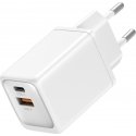 FoneKit GaN PD 48W -verkkovirtalaturi, USB-C + USB-A, valkoinen