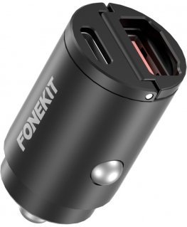 FoneKit Travel PD 30W, USB-A + USB-C automobilinis įkroviklis