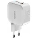 FoneKit GaN PD 70W -verkkovirtalaturi, USB-C + USB-C + USB-A, valkoinen FoneKit GaN PD 70W -verkkovirtalaturi, USB-C + USB-C + USB-A, valkoinen