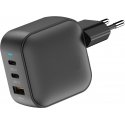 FoneKit GaN PD 70W kintamosios srovės adapteris, USB-C + USB-C + USB-A, juodas FoneKit GaN PD 70W kintamosios srovės adapteris, USB-C + USB-C + USB-A, juodas