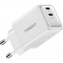 FoneKit GaN PD 48W kintamosios srovės adapteris, USB-C + USB-C, baltas FoneKit GaN PD 48W kintamosios srovės adapteris, USB-C + USB-C, baltas