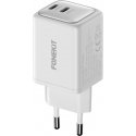 FoneKit GaN PD 48W -verkkovirtalaturi, USB-C + USB-C, valkoinen FoneKit GaN PD 48W -verkkovirtalaturi, USB-C + USB-C, valkoinen
