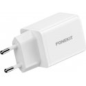 FoneKit GaN PD 48W AC power adapter, USB-C + USB-C, white