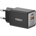 FoneKit GaN PD 48W -verkkovirtalaturi, USB-C + USB-A, musta FoneKit GaN PD 48W -verkkovirtalaturi, USB-C + USB-A, musta