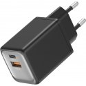 FoneKit GaN PD 48W AC power adapter, USB-C + USB-A, black FoneKit GaN PD 48W AC power adapter, USB-C + USB-A, black
