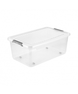 Keeeper Dėžutė su dangteliu ant ratukų klipbox Leo 59x38x24cm 37L skaidri