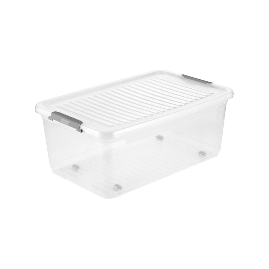 Keeeper Dėžutė su dangteliu ant ratukų klipbox Leo 59x38x24cm 37L skaidri