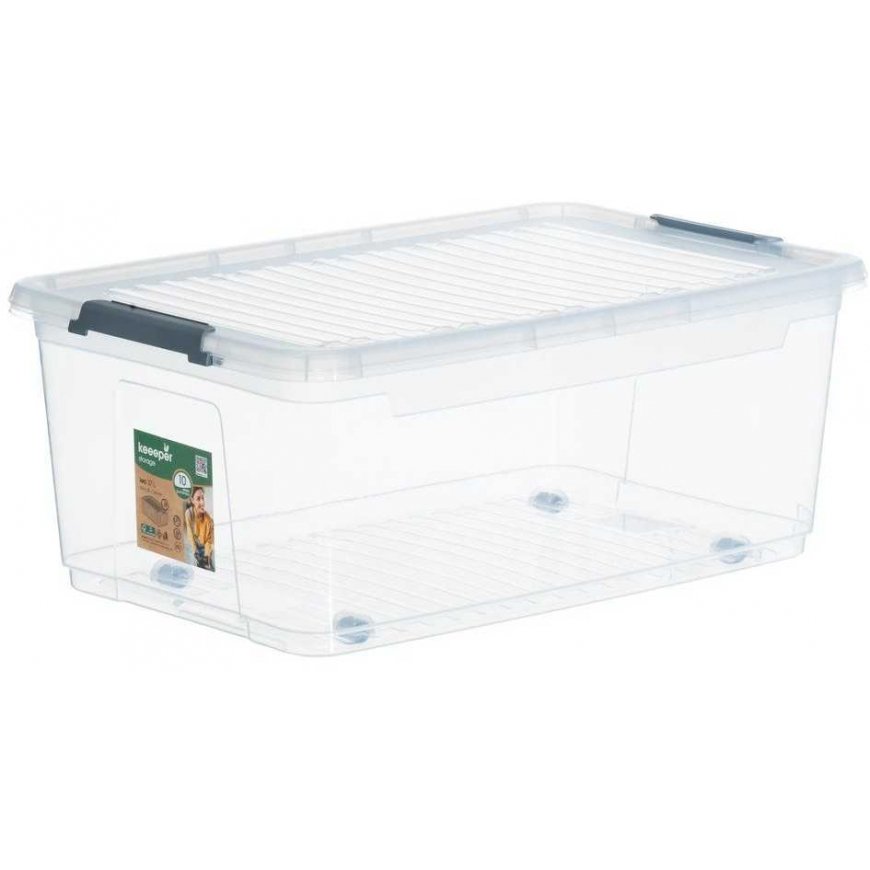 Säilytyslaatikko kannella pyörillä klipbox Leo 59x38x24cm 37L läpinäkyvä – 2
