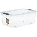 Keeeper Box with lid on wheels klipbox Leo 59x38x24cm 37L transparent