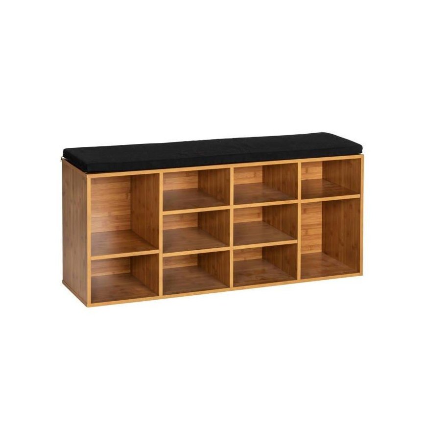Shoe cabinet with black fabric seat LOFT, brown, Wenko