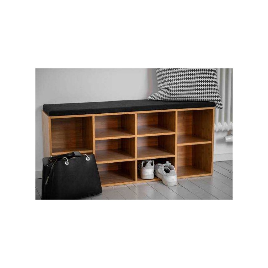Shoe cabinet with black fabric seat LOFT, brown, Wenko – 4