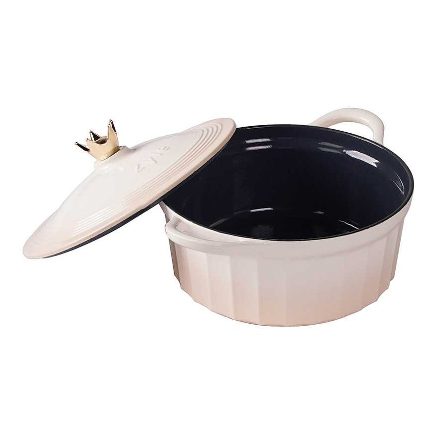 Round enameled cast iron pot Zyle ZY13KI Ø28, white, 5.5 l – 2
