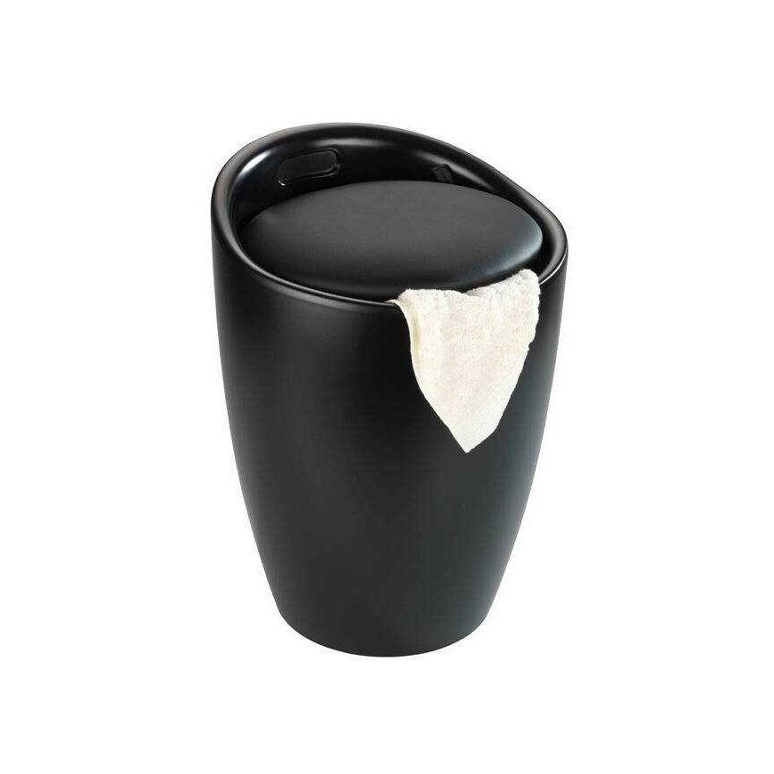 Laundry basket with seat CANDY, black mat, 2in1, WENKO – 3