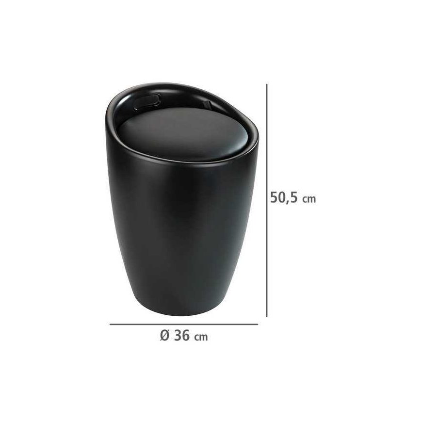 Laundry basket with seat CANDY, black mat, 2in1, WENKO – 4