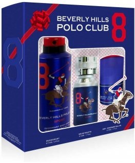 BEVERLY HILLS Polo Club Sport No. 8 gift set eau de toilette 50 ml + deodorant 175 ml + 50 ml + roll-on antiperspirant 50 ml
